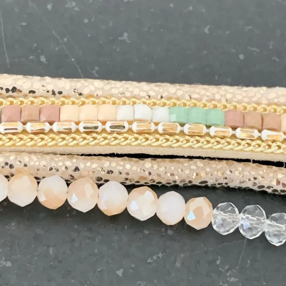 Desert Dawn Cuff Bracelet - Vegan Leather with Crystal Accents & Magnetic Clasp